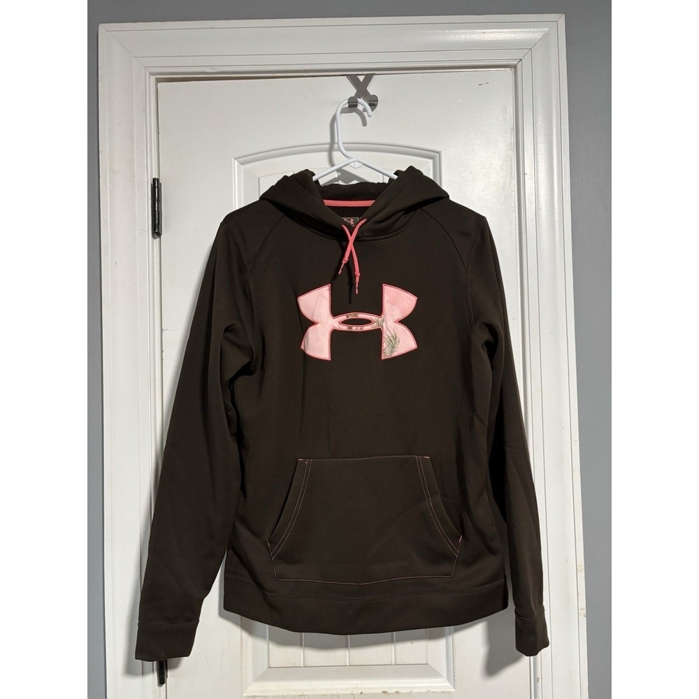 Under Armour cold gear womens size M Storm Brown pink hooded camo hunting logo